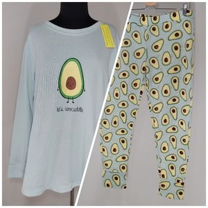 Frankie Johnny PJ Pants Set Pajamas Avocado Jogger Long Sleeve Stretch Pullon XL